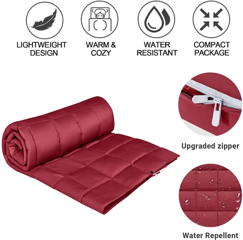 Puffy Down Camping Blanket Portable Lightweight Water-Resistant Picnic Rug